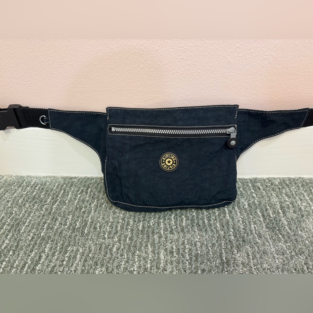 Kipling Navy Blue Belt Bag with Front Zip